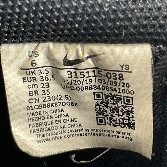 Nike Air Force 1 07 Black Leather Sneakers 315115-038 Womens Size 6 Shoes - Picture 11 of 12